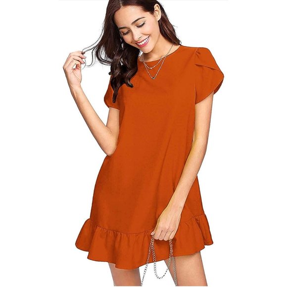 HongyuAmy XL Women's Summer Casual Dresses Mini Dress Ruffle - Picture 4 of 6